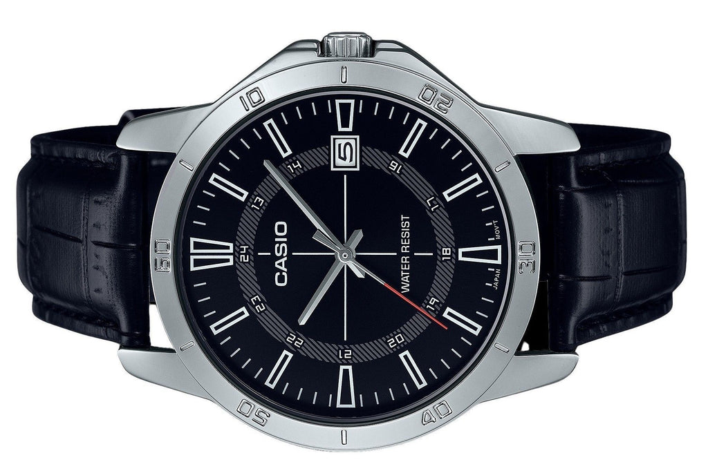 Casio Standard Analog Leather Strap Black Dial Quartz MTP-V004L-1C Men's Watch