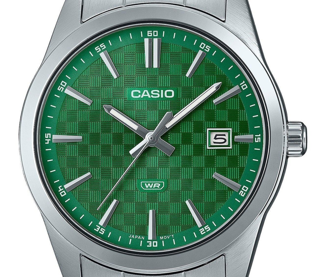 Casio Standard Analog Stainless Steel Green Dial Quartz MTP-VD03D-3A1 Men's Watch