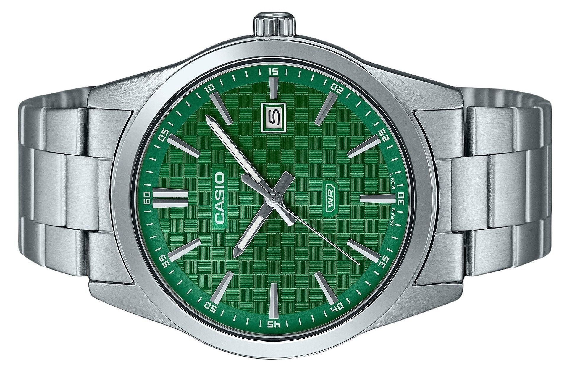 Casio Standard Analog Stainless Steel Green Dial Quartz MTP-VD03D-3A1 Men's Watch