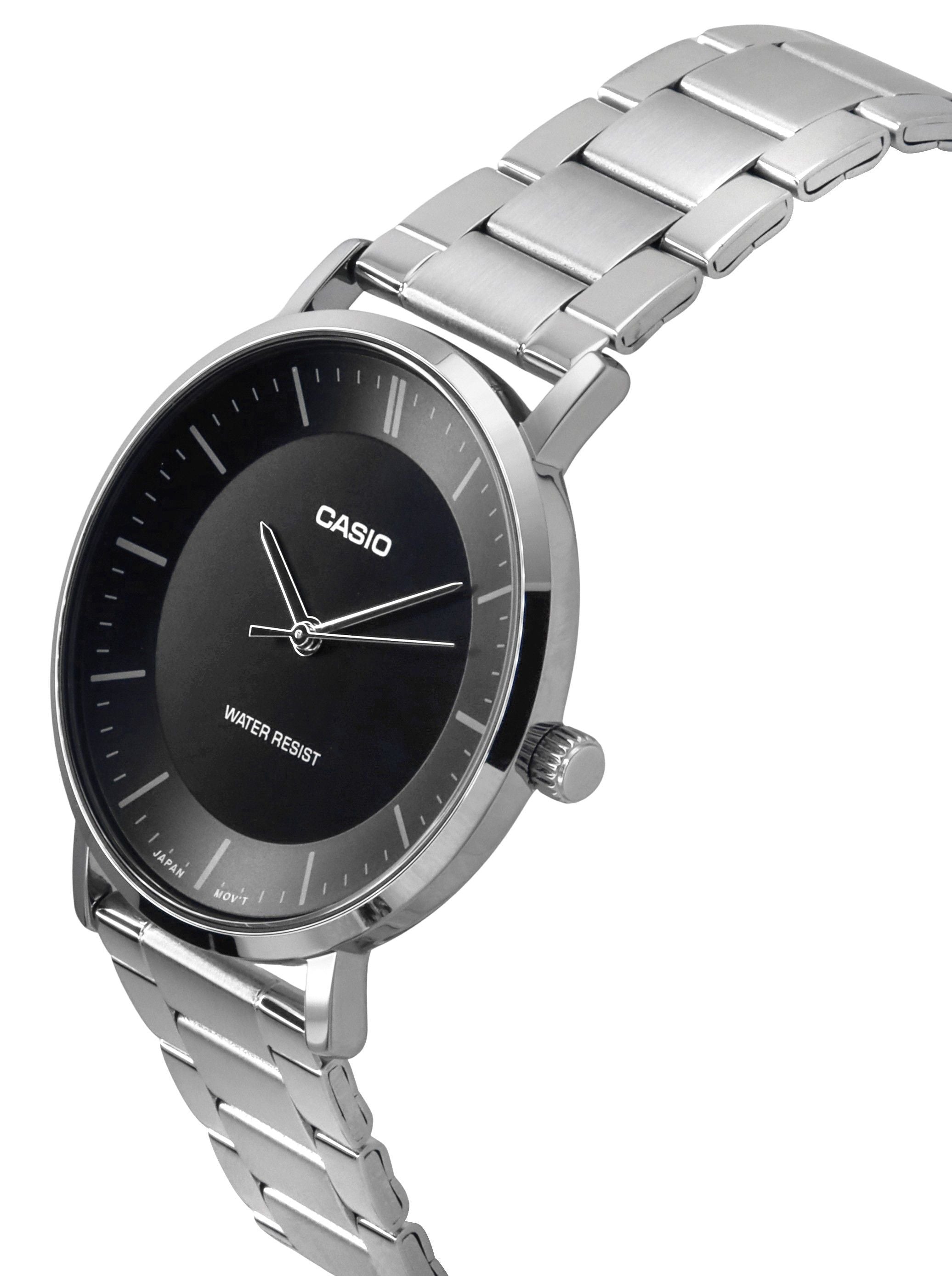Casio Standard Analog Stainless Steel Black Dial Quartz MTP-VT04D-1E Men's Watch