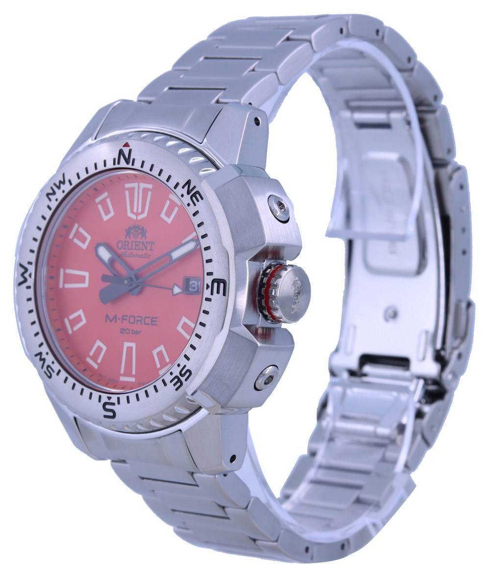 Orient M-Force Orange Dial Stainless Steel Automatic Diver's RA-AC0N02Y10B 200M Men's Watch