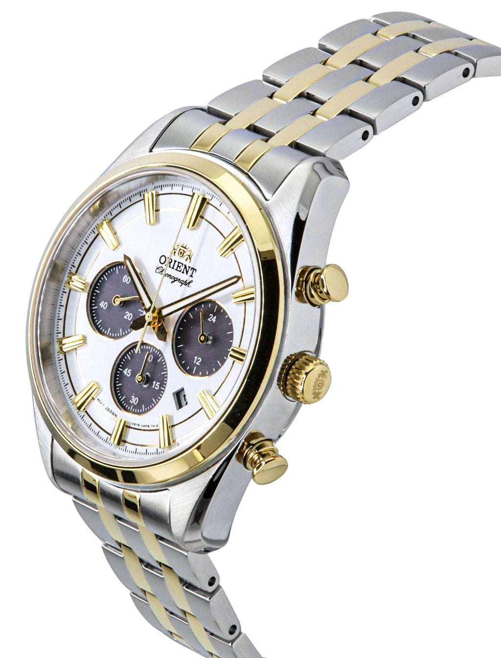 Orient Contemporary Chronograph Two Tone Stainless Steel White Dial Quartz RA-TX0302S Men's Watch