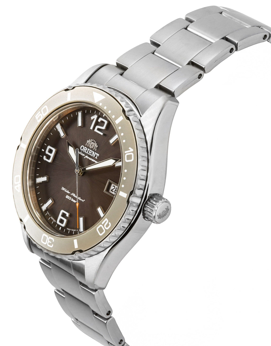 Orient Mako III Stainless Steel Brown Dial Solar Diver's RA-WJ0004Y 200M Men's Watch