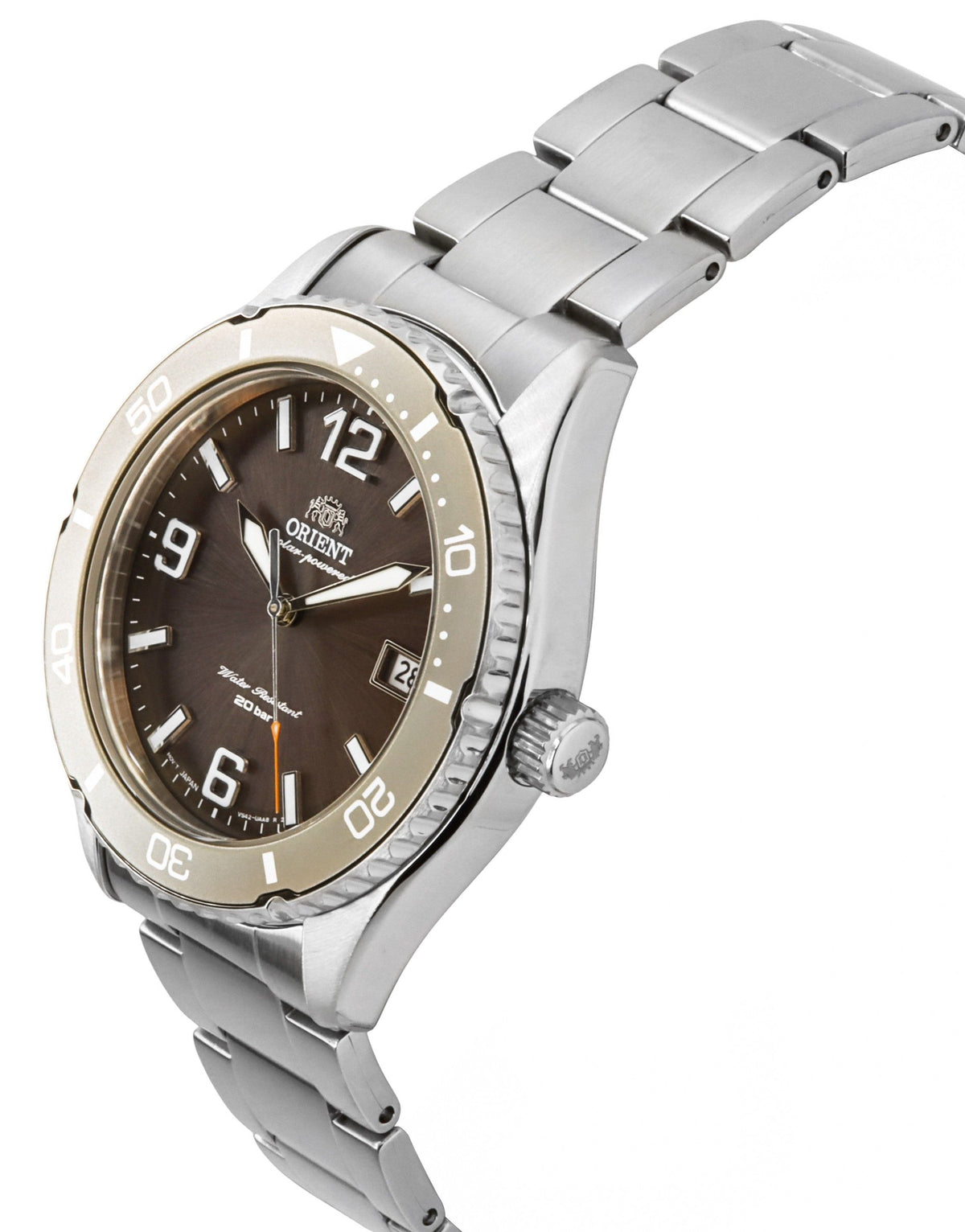 Orient Mako III Stainless Steel Brown Dial Solar Diver's RA-WJ0004Y 200M Men's Watch