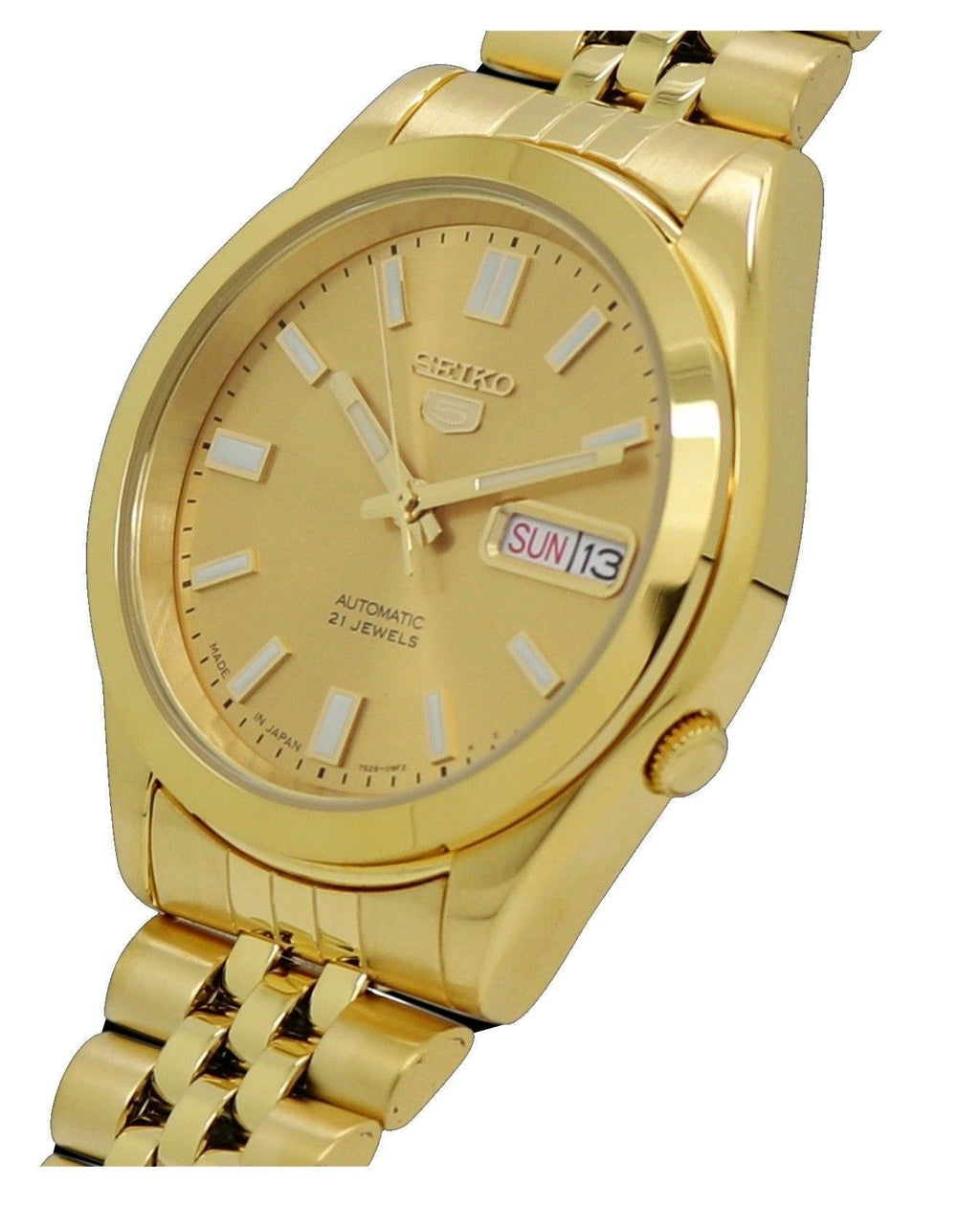 Seiko 5 Gold Tone Stainless Steel Gold Dial 21 Jewels Automatic SNKK20K1 Men's Watch