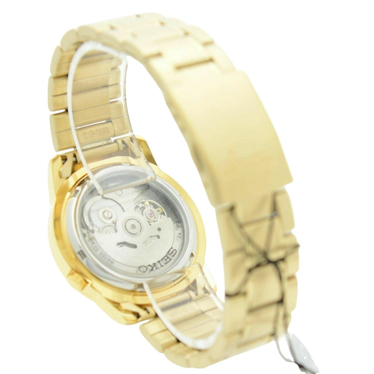 Seiko 5 Gold Tone Stainless Steel Gold Dial 21 Jewels Automatic SNKK20K1 Men's Watch