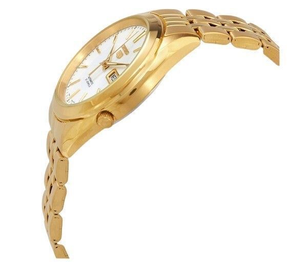 Seiko 5 Gold Tone Stainless Steel White Dial 21 Jewels Automatic SNKL26K1 Men's Watch