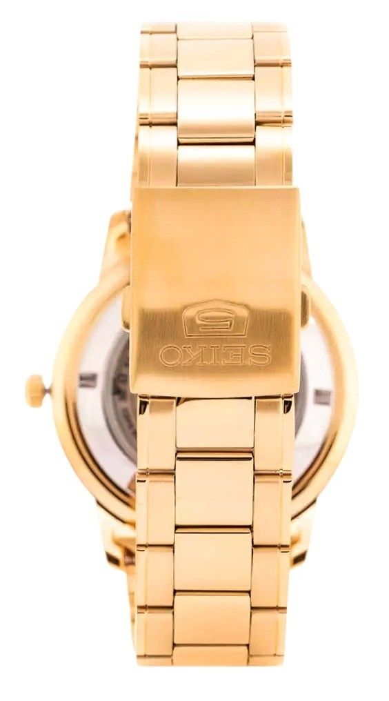 Seiko 5 Gold Tone Stainless Steel Gold Dial 21 Jewels Automatic SNKN62K1 Men's Watch