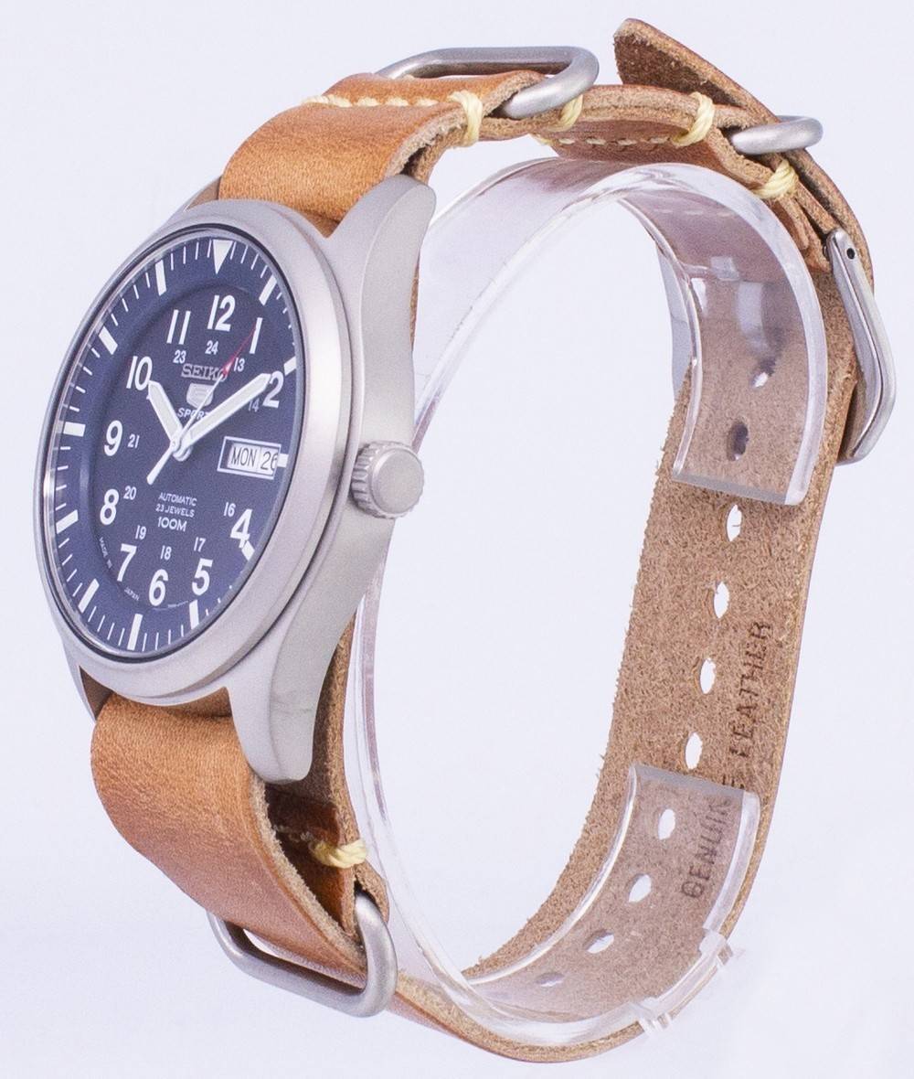 Seiko 5 Sports SNZG11J1-var-LS18 Automatic Brown Leather Strap Men's Watch