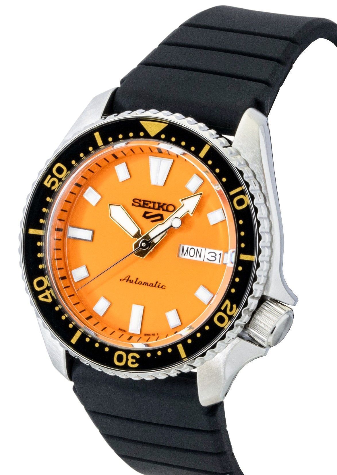 Seiko 5 Sports SKX Redux Silicone Strap Orange Dial Automatic SRPL89K1 100M Men's Watch