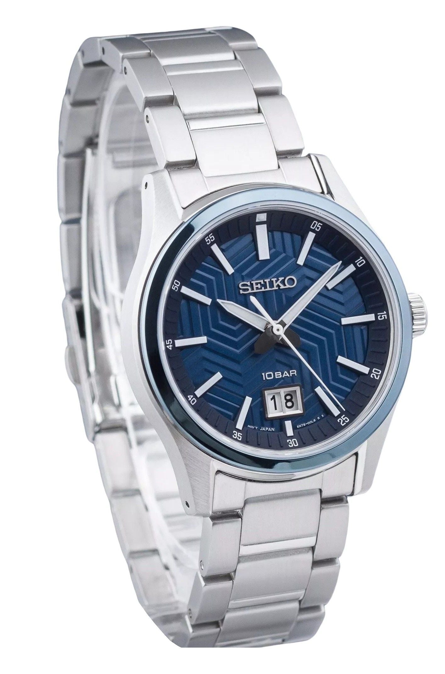 Seiko Sports Stainless Steel Blue Dial Quartz SUR559P1 100M Men's Watch