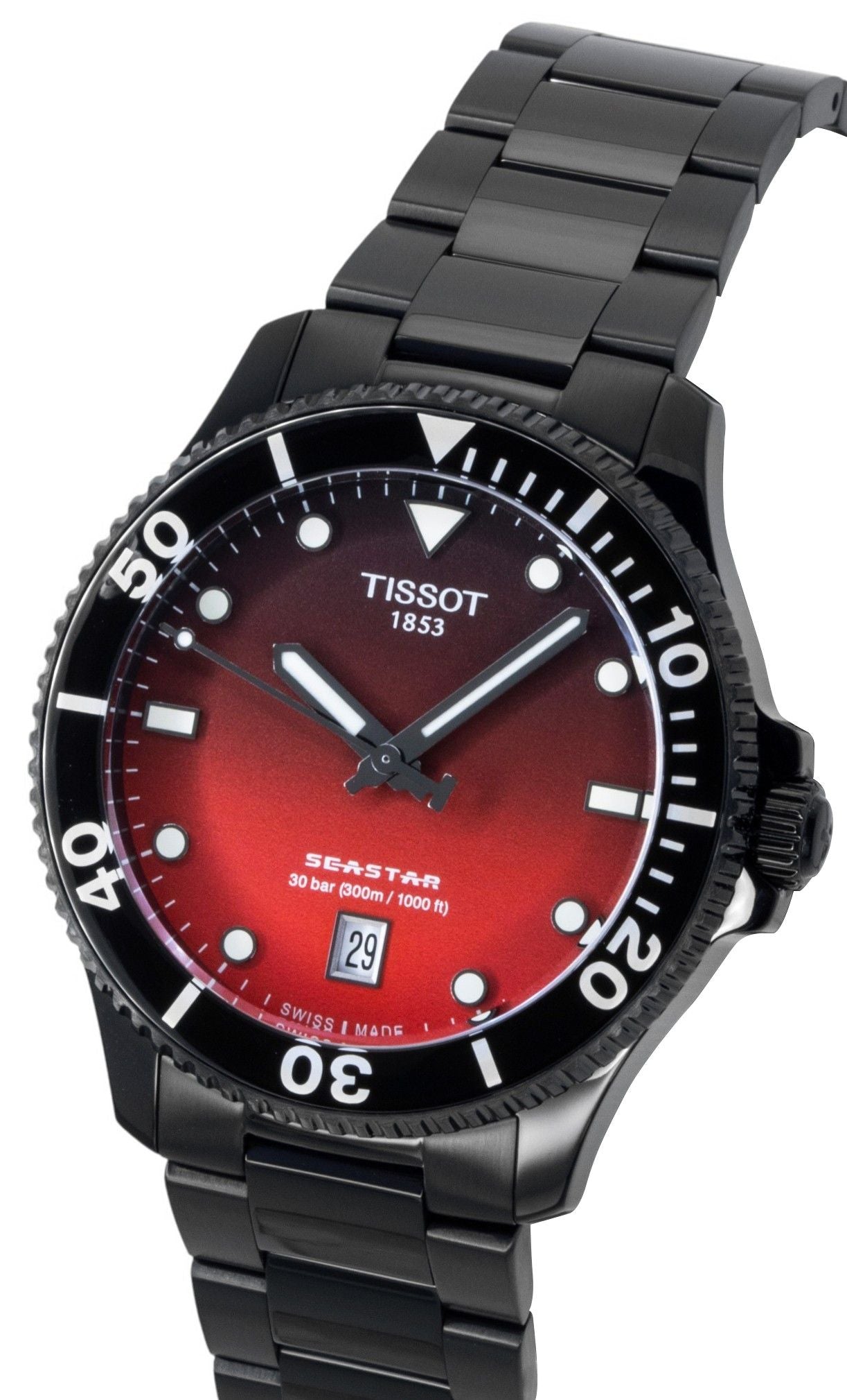 Tissot SeaStar 1000 Stainless Steel Red And Black Dial Quartz T120.410.33.421.00 300M Men's Watch