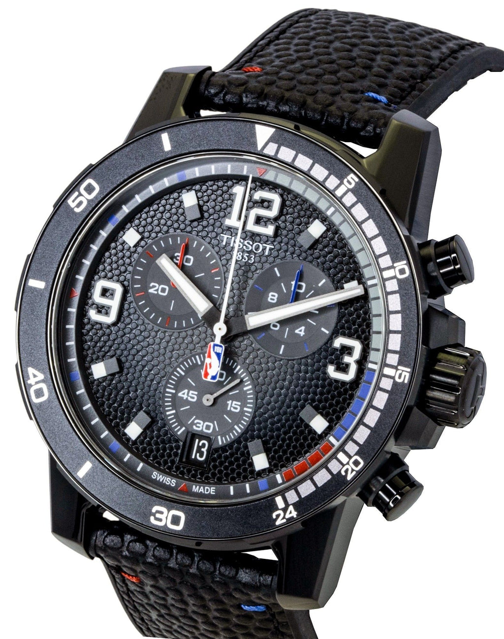 Tissot Supersport NBA Special Edition Chronograph Leather Strap Black Dial Quartz T125.617.37.067.00 100M Men's Watch