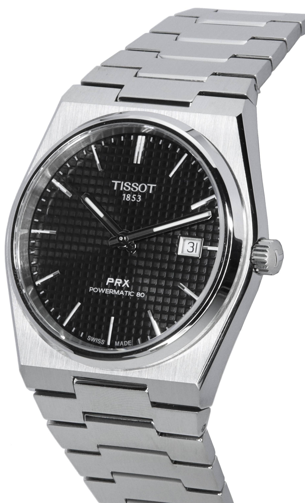Tissot PRX T-Classic Powermatic 80 Stainless Steel Black Dial T137.407.11.051.00 T1374071105100 100M Men's Watch