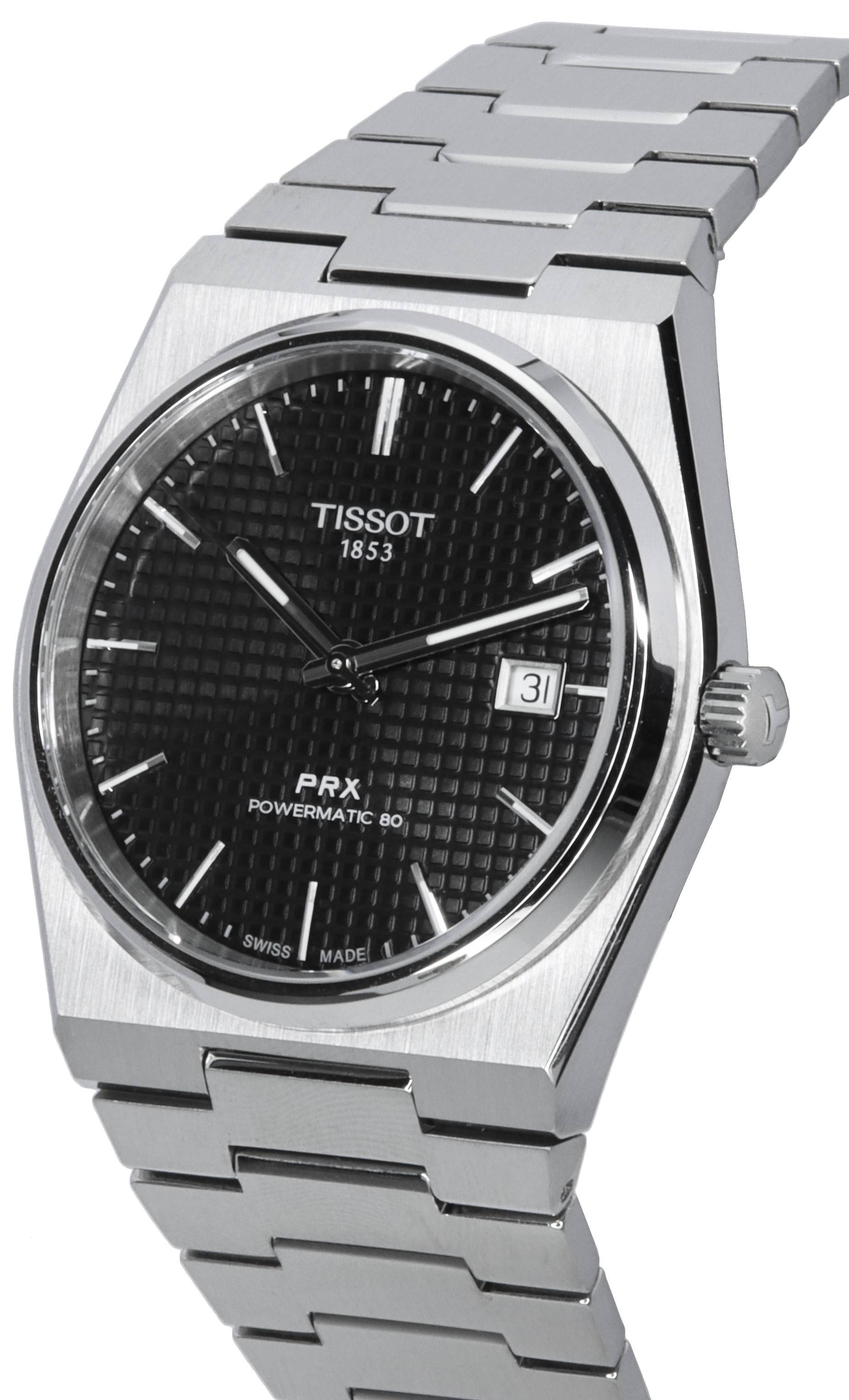 Tissot PRX T-Classic Powermatic 80 Stainless Steel Black Dial T137.407.11.051.00 T1374071105100 100M Men's Watch