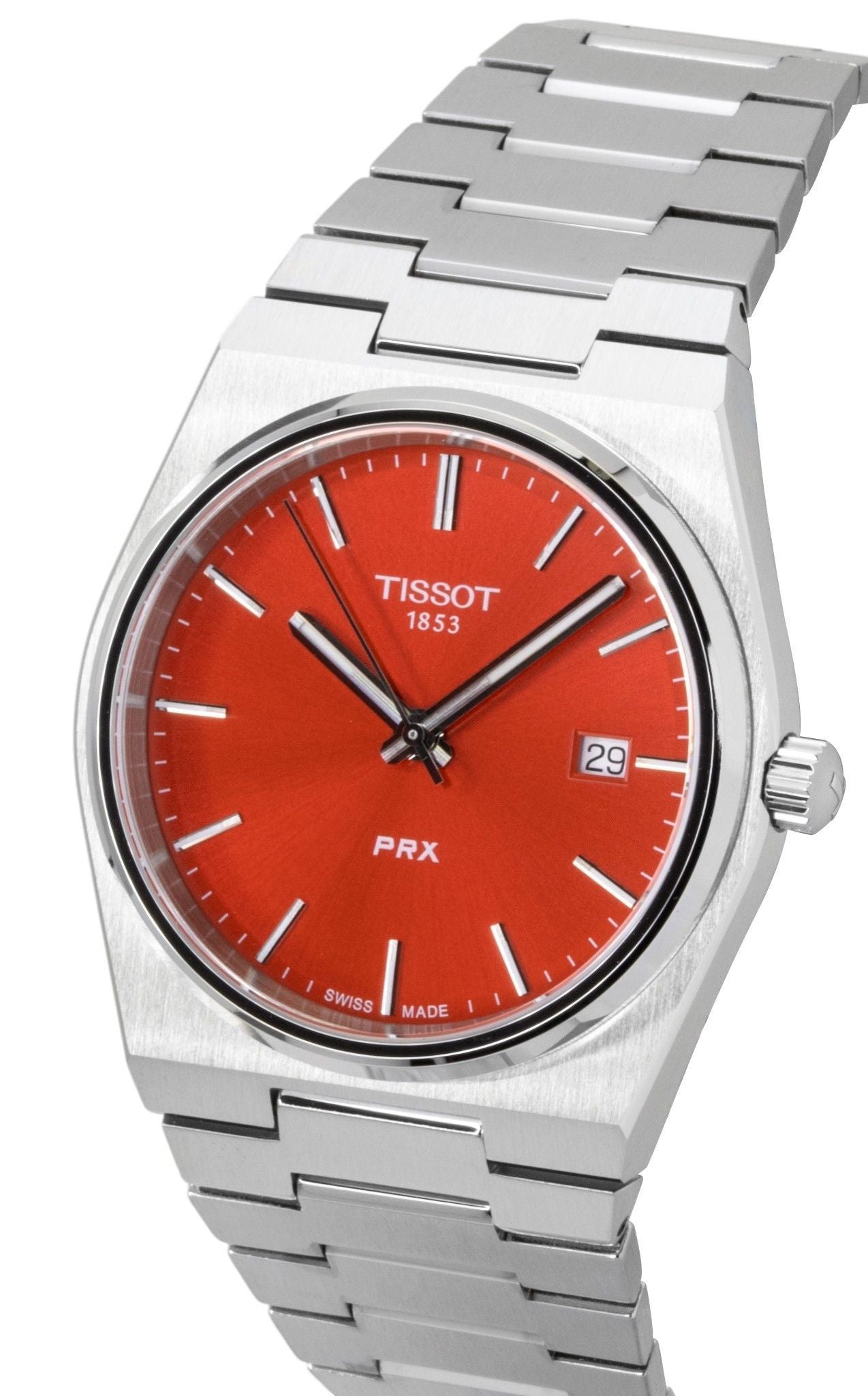Tissot PRX Stainless Steel Red Dial Quartz T137.410.11.421.00 100M Men's Watch