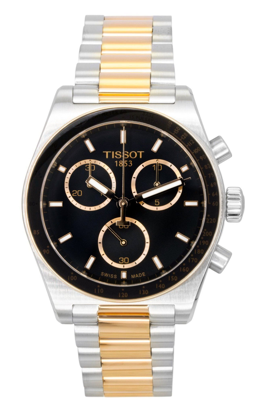 Tissot PR516 Chronograph Two Tone Stainless Steel Black Dial Quartz T149.417.22.051.01 100M Men's Watch