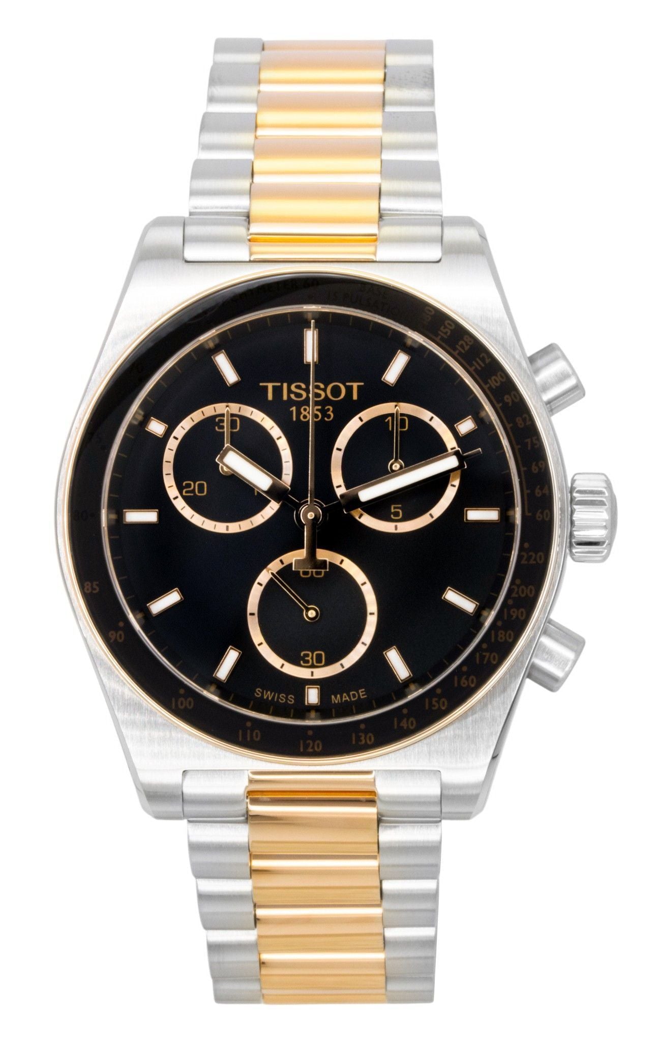 Tissot PR516 Chronograph Two Tone Stainless Steel Black Dial Quartz T149.417.22.051.01 100M Men's Watch